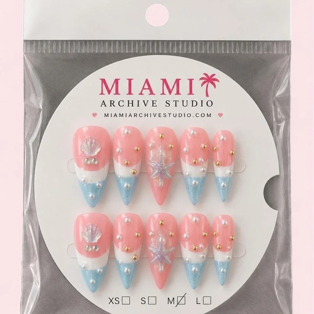 Mermaid-inspired beach nails with a luxe coastal aesthetic